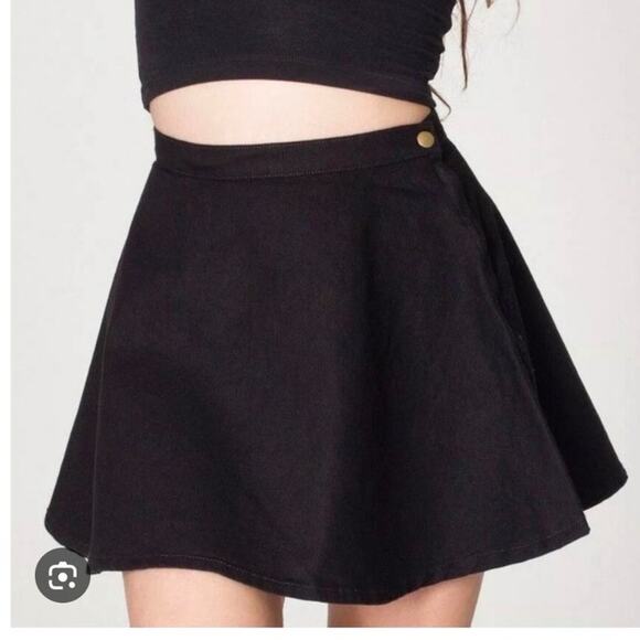 American Apparel Denim Skater Mini Skirt Small USA Fit Flare Short Tumblr Goth - Picture 1 of 13